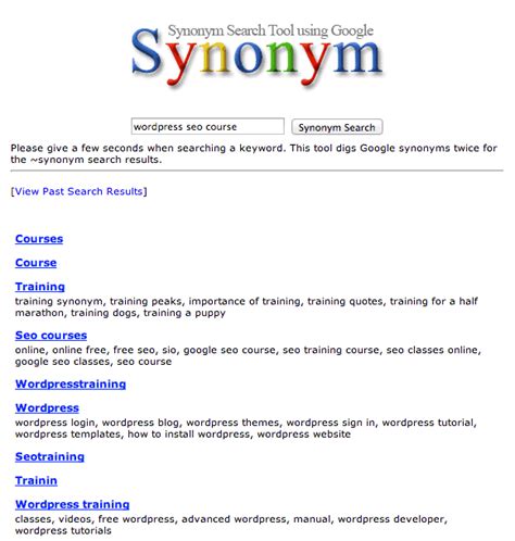 google synonym dictionary.